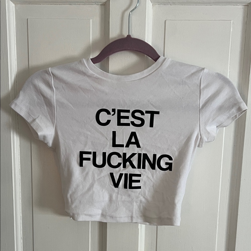 Garage White Tee with Black Text